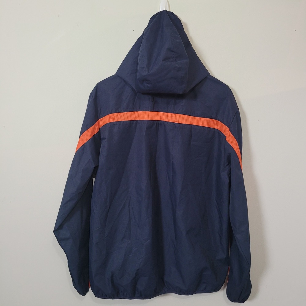 NFL Size L Windbreaker Mens Chicago Bears Navy Blue Orange Hooded Jacket